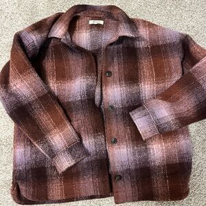 Madewell Women's Plaid Blazer in Purple and Brown